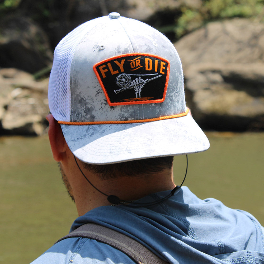 PARAMOUNT OUTDOORS™ Fly or Die Hat Fly Fishing Mesh Back Rope Cap Headwear