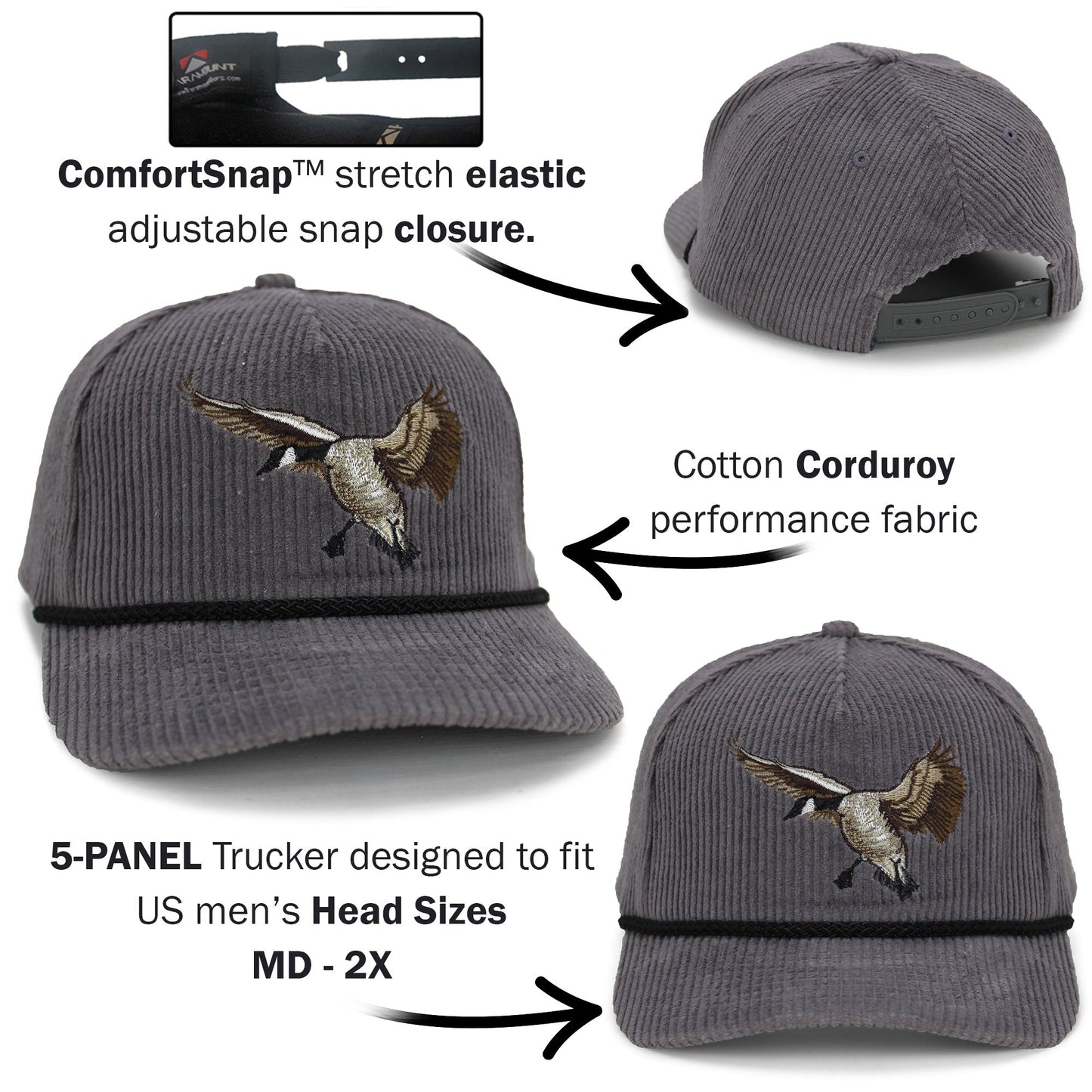 PARAMOUNT OUTDOORS™ New Canadian Goose Corduroy 5-Panel Rope Cap Headwear