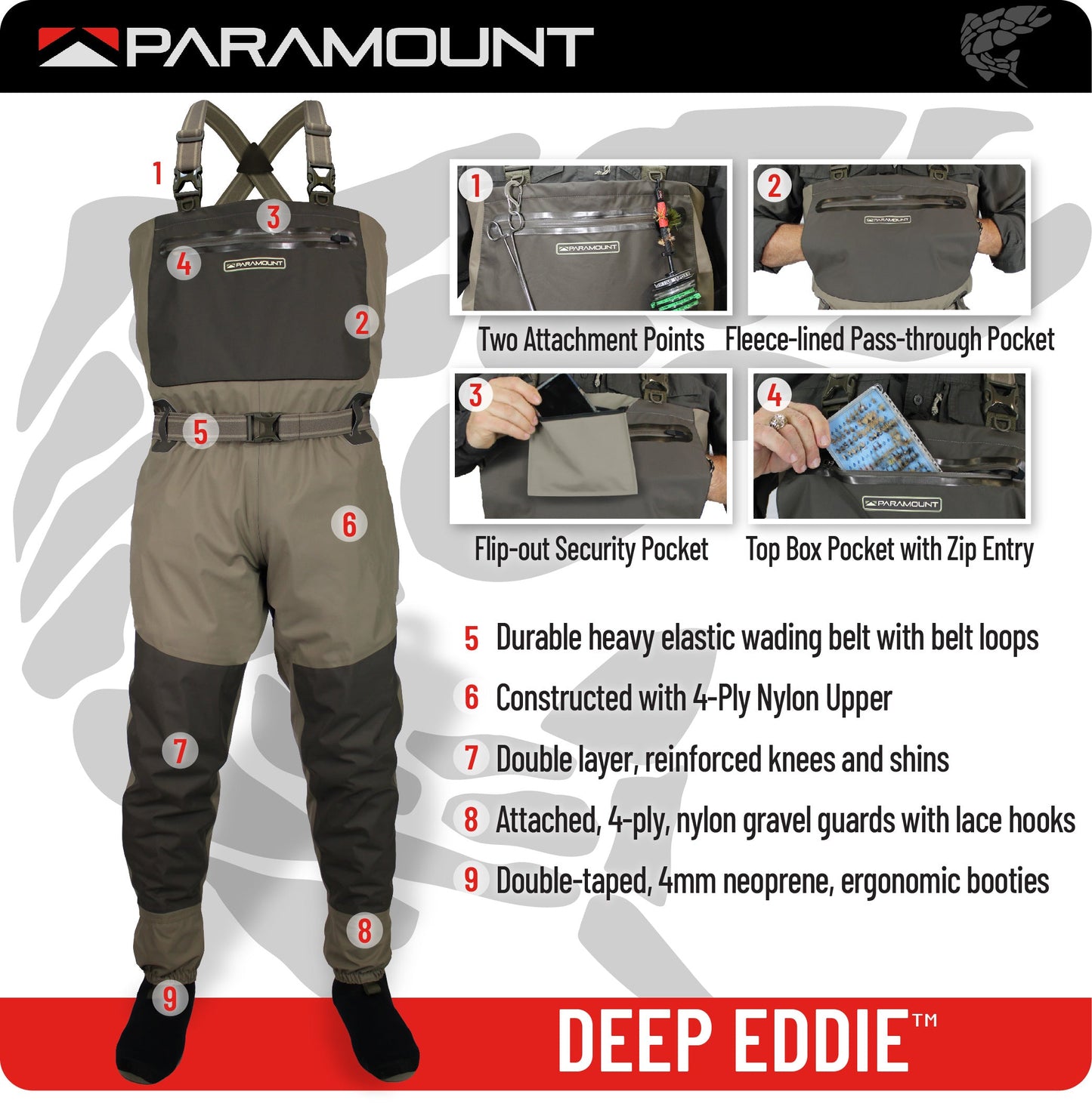 PARAMOUNT OUTDOORS™ DEEP EDDY™ Breathable Stockingfoot Chest Wader Fishing Wader