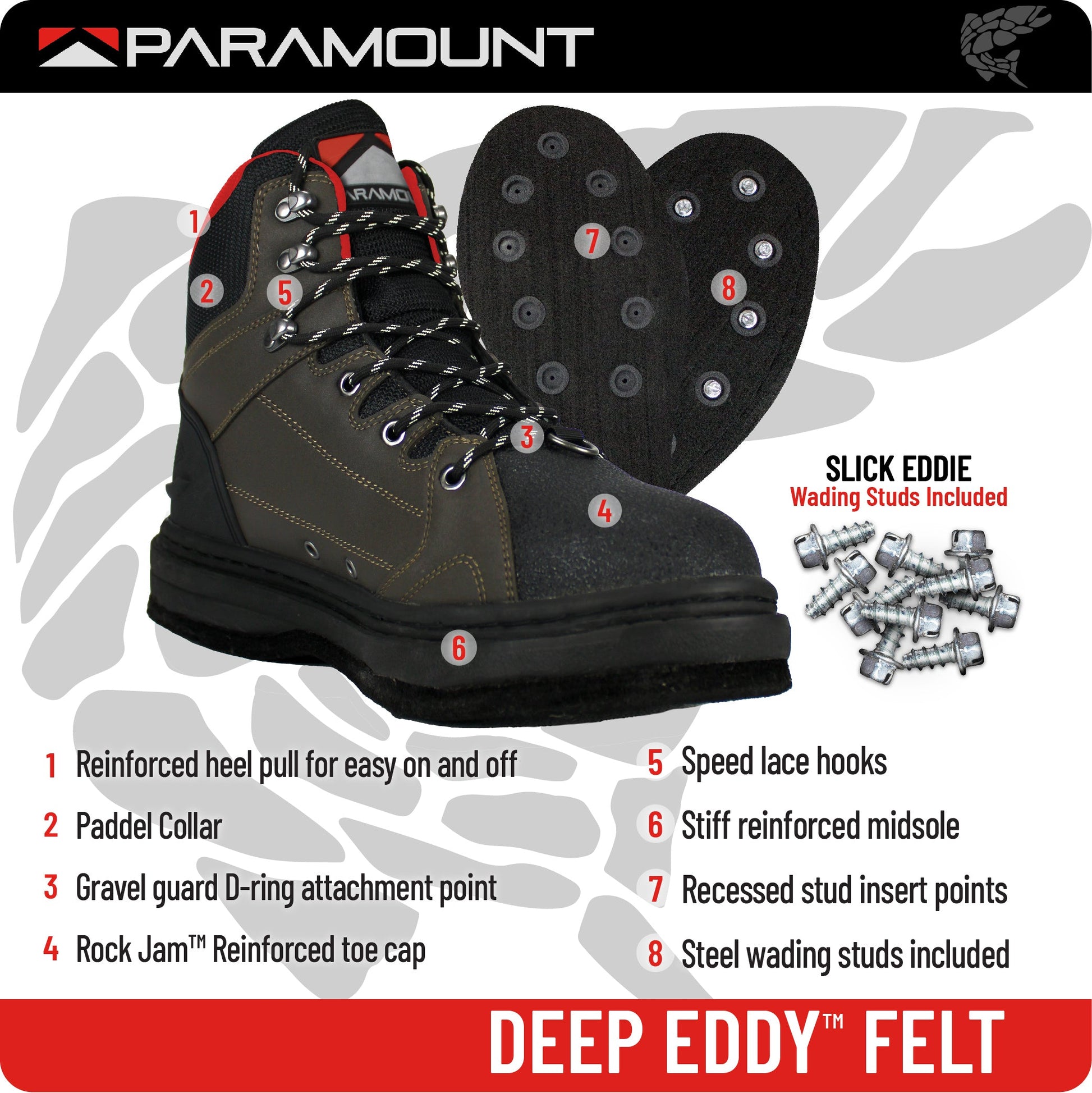 PARAMOUNT OUTDOORS™ Deep Eddy Felt Wading Boots Wading Boots