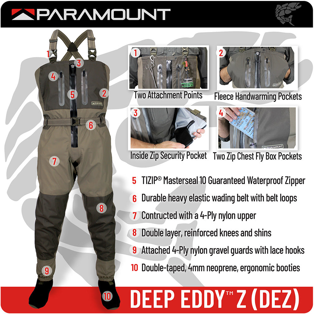 PARAMOUNT OUTDOORS™ DEEP EDDY Zippered Breathable Chest Wader Fishing Wader