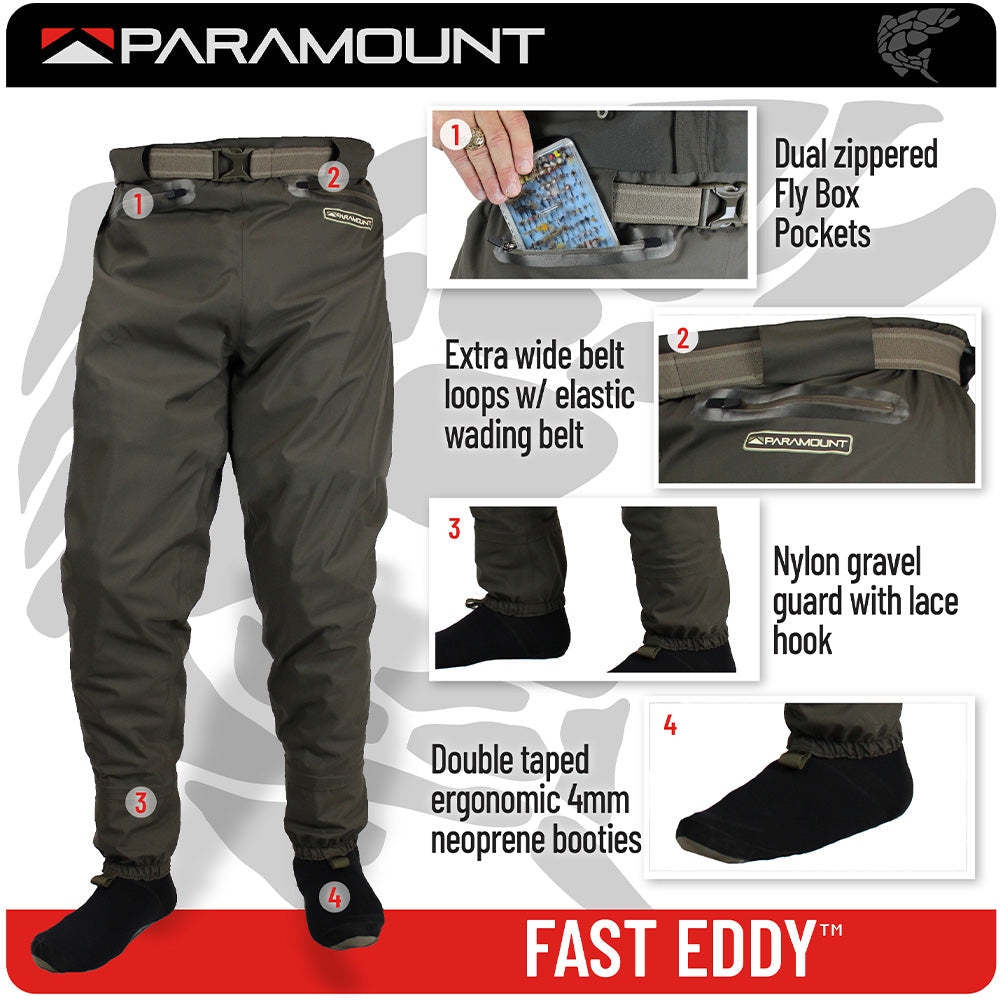 PARAMOUNT OUTDOORS™ FAST EDDY Waist High Wader Pant Fishing Wader