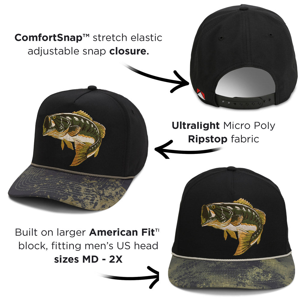 PARAMOUNT OUTDOORS™ Largemouth Bass 5-Panel Trucker Rope Cap Headwear