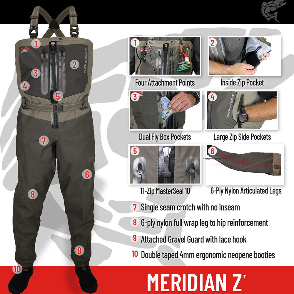 PARAMOUNT OUTDOORS™ MERIDIAN Z Zippered Chest Wader Fishing Wader