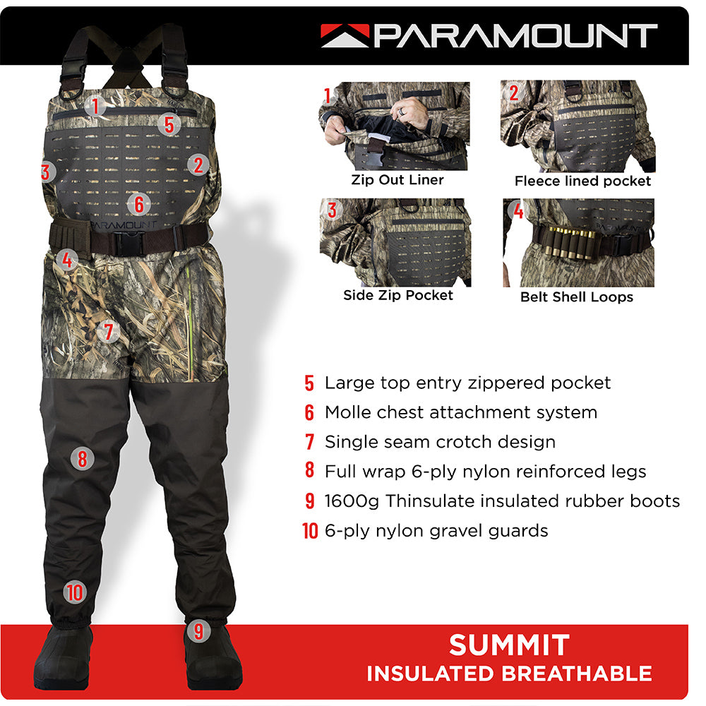 PARAMOUNT OUTDOORS™ SUMMIT Insulated Breathable Camo Wader 1600g Fishing Wader