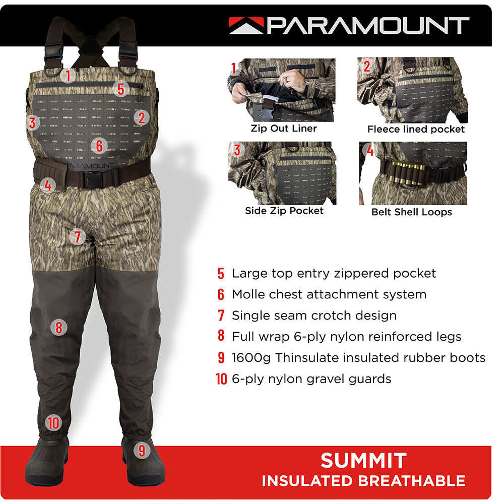 PARAMOUNT OUTDOORS™ SUMMIT Insulated Breathable Camo Wader 1600g Fishing Wader