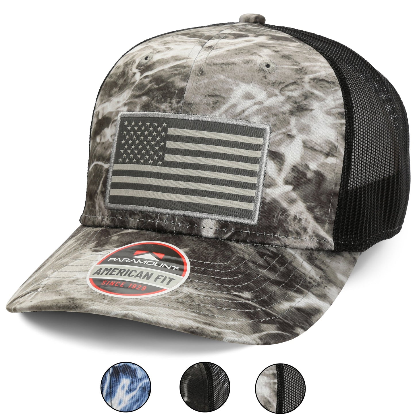 PARAMOUNT OUTDOORS™ Mossy Oak Elements American Flag Fishing Cap Headwear