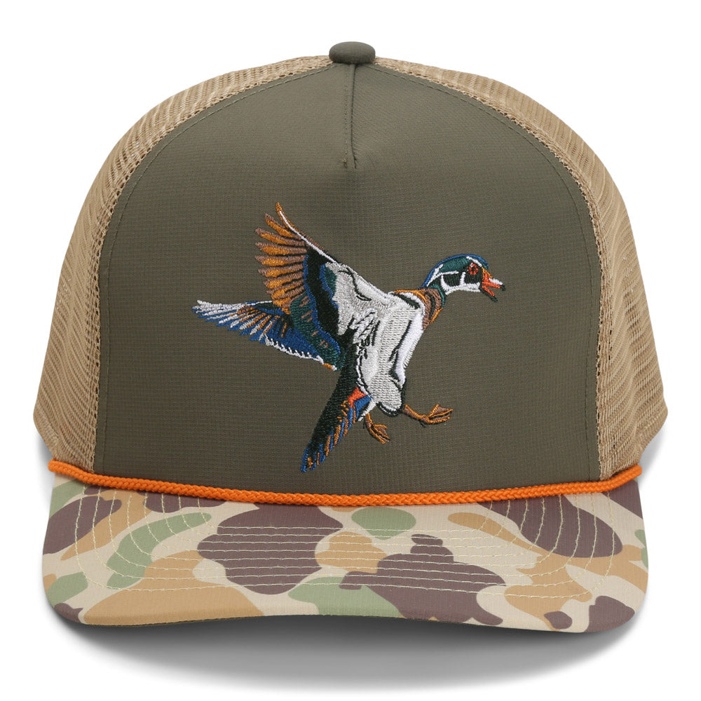 PARAMOUNT OUTDOORS™ Wood Duck Hat Rope Cap 5-Panel Ridgeline Mesh Back
