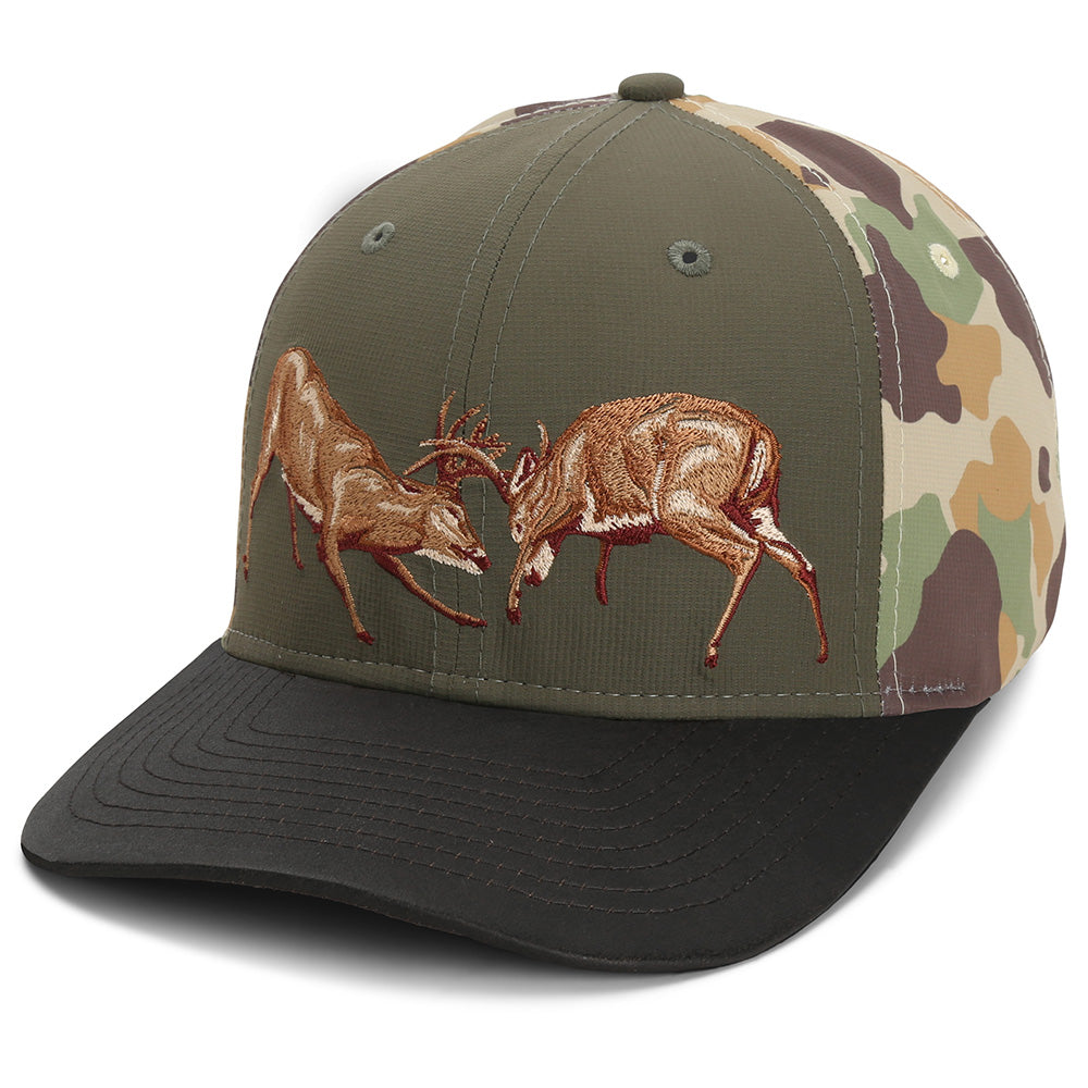 PARAMOUNT OUTDOORS™ Fighting Deer Rut Cap 6-Panel Riverside Wax Cloth Visor Headwear