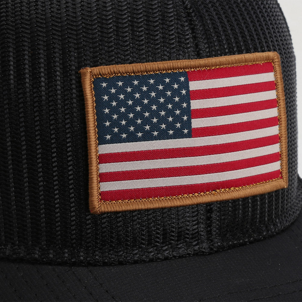 PARAMOUNT OUTDOORS™ All Mesh Black American Flag Cap Structured Headwear