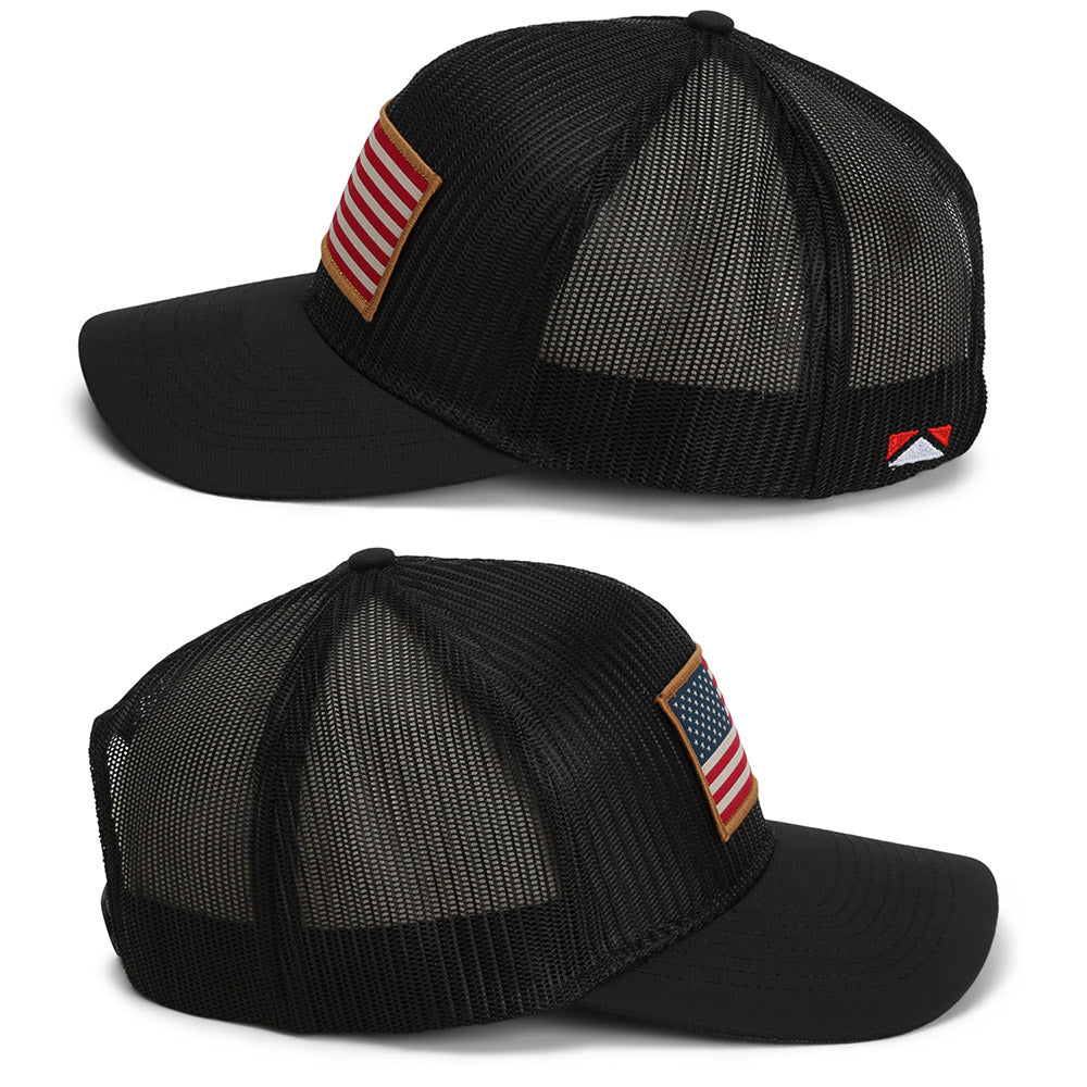 PARAMOUNT OUTDOORS™ All Mesh Black American Flag Cap Structured Headwear
