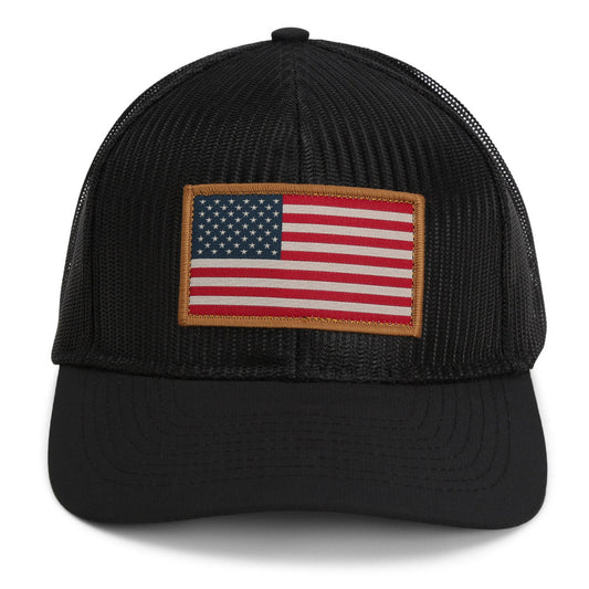 PARAMOUNT OUTDOORS™ All Mesh Black American Flag Cap Structured Headwear