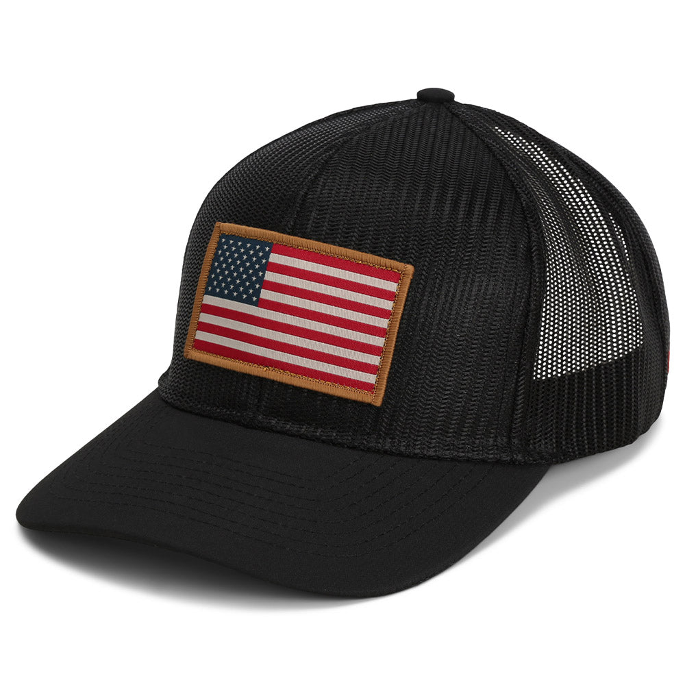 PARAMOUNT OUTDOORS™ All Mesh Black American Flag Cap Structured Headwear