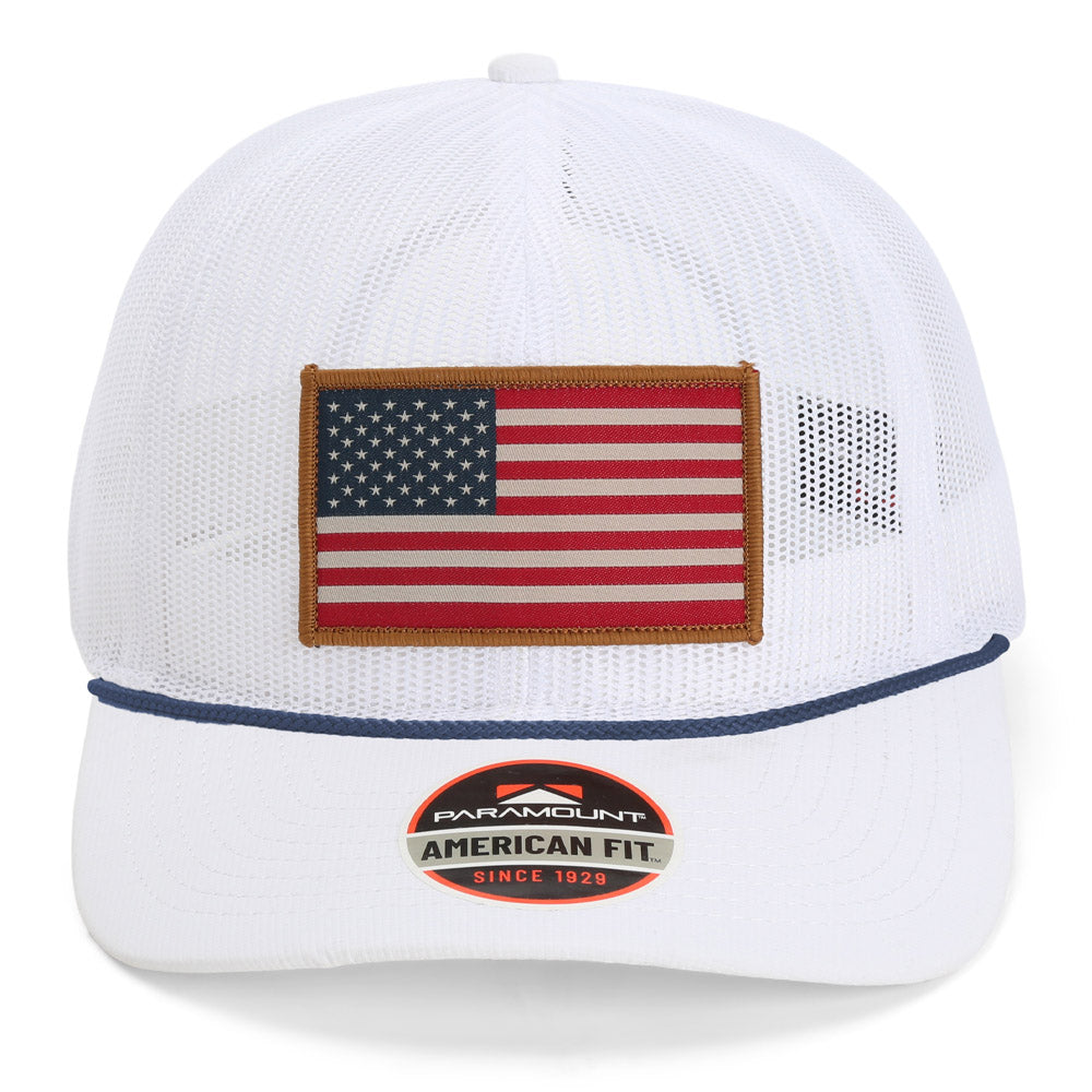 PARAMOUNT OUTDOORS™ Vintage All Mesh American Flag Rope Cap