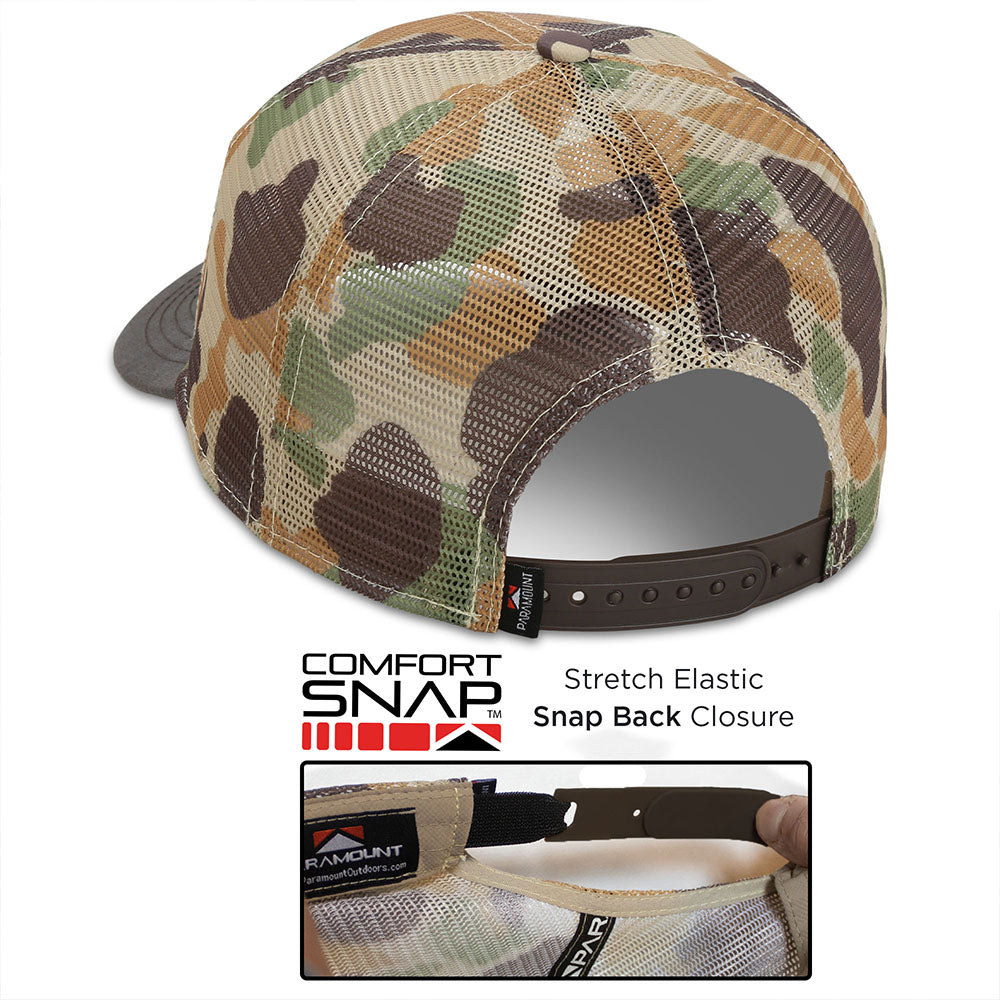 PARAMOUNT OUTDOORS™ All Mesh Flag Cap Vintage WW2 Camo Wax Cloth Visor Headwear