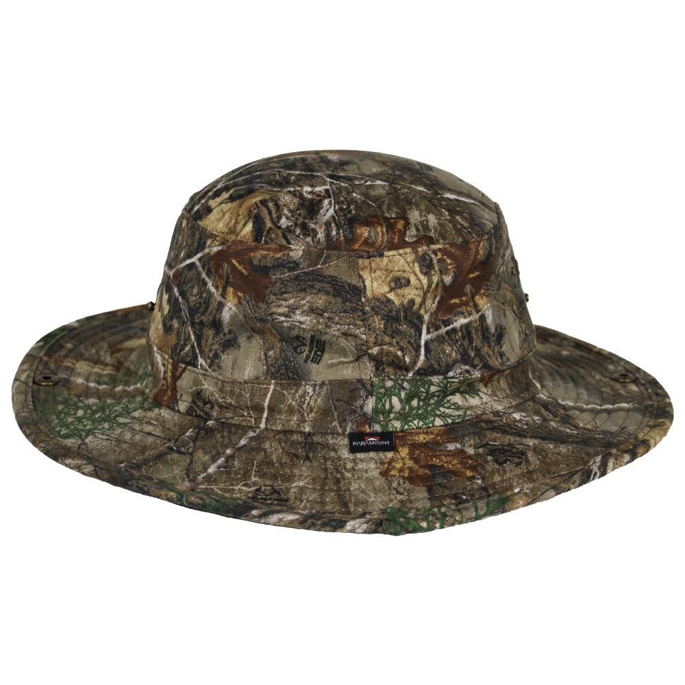 PARAMOUNT OUTDOORS™ Patriot Full Brim Camo American Flag Bucket Hat (Floats) Headwear
