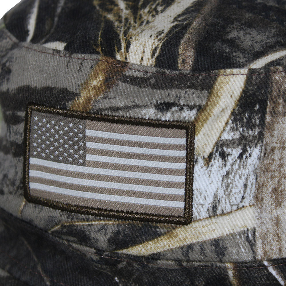 PARAMOUNT OUTDOORS™ Patriot Full Brim Camo American Flag Bucket Hat (Floats) Headwear