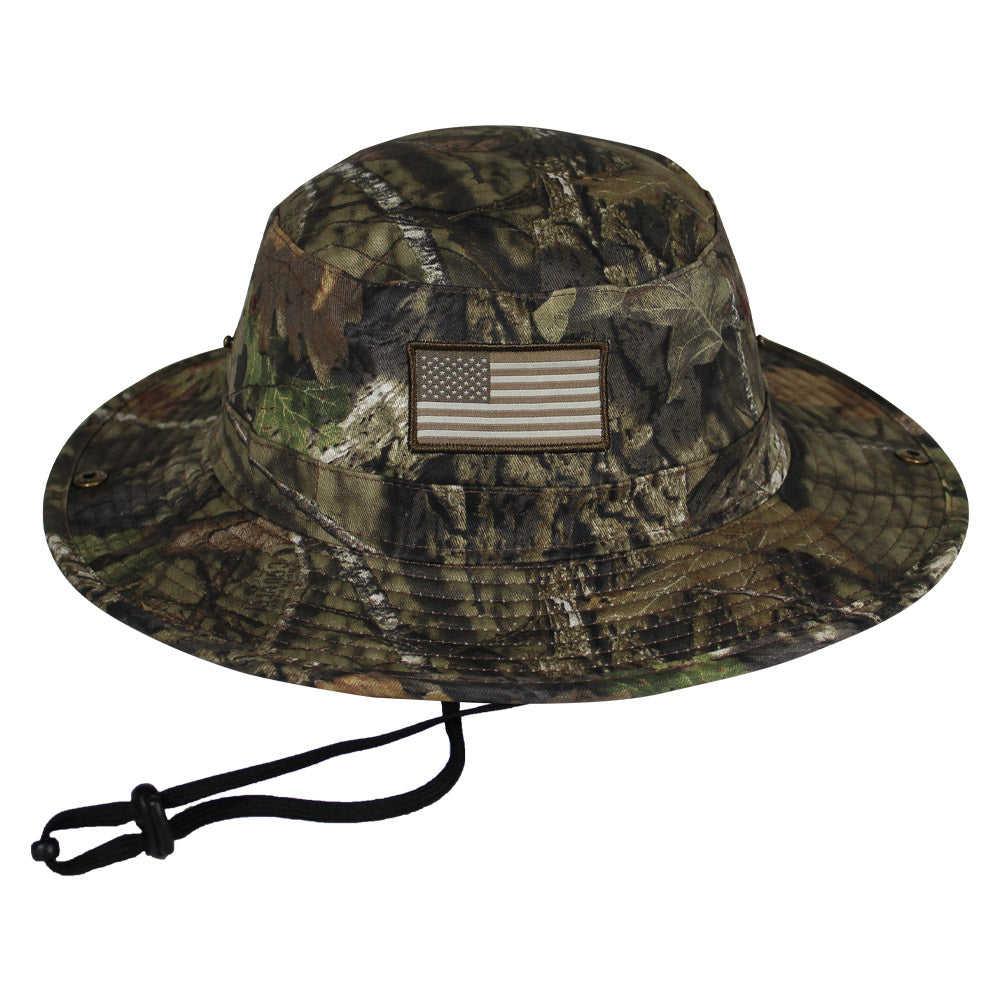 PARAMOUNT OUTDOORS™ Patriot Full Brim Camo American Flag Bucket Hat (Floats) Headwear