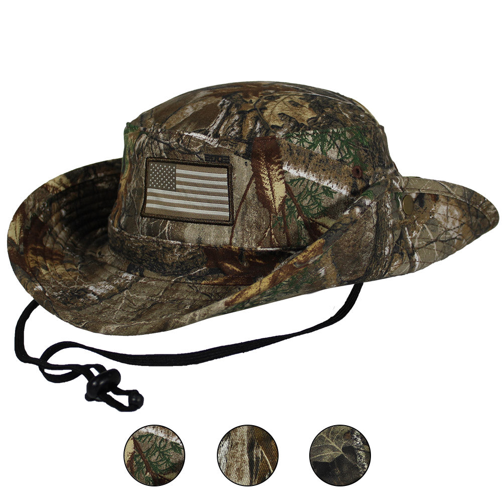 PARAMOUNT OUTDOORS™ Patriot Full Brim Camo American Flag Bucket Hat (Floats) Headwear
