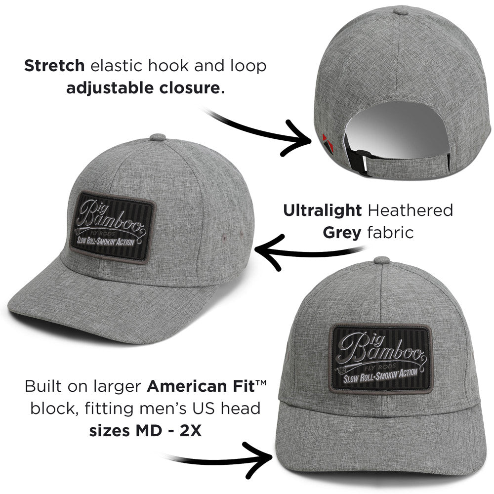 PARAMOUNT OUTDOORS™ Big Bamboo Fly Rod Heathered 6-Panel Fly Fishing Patch Cap Headwear
