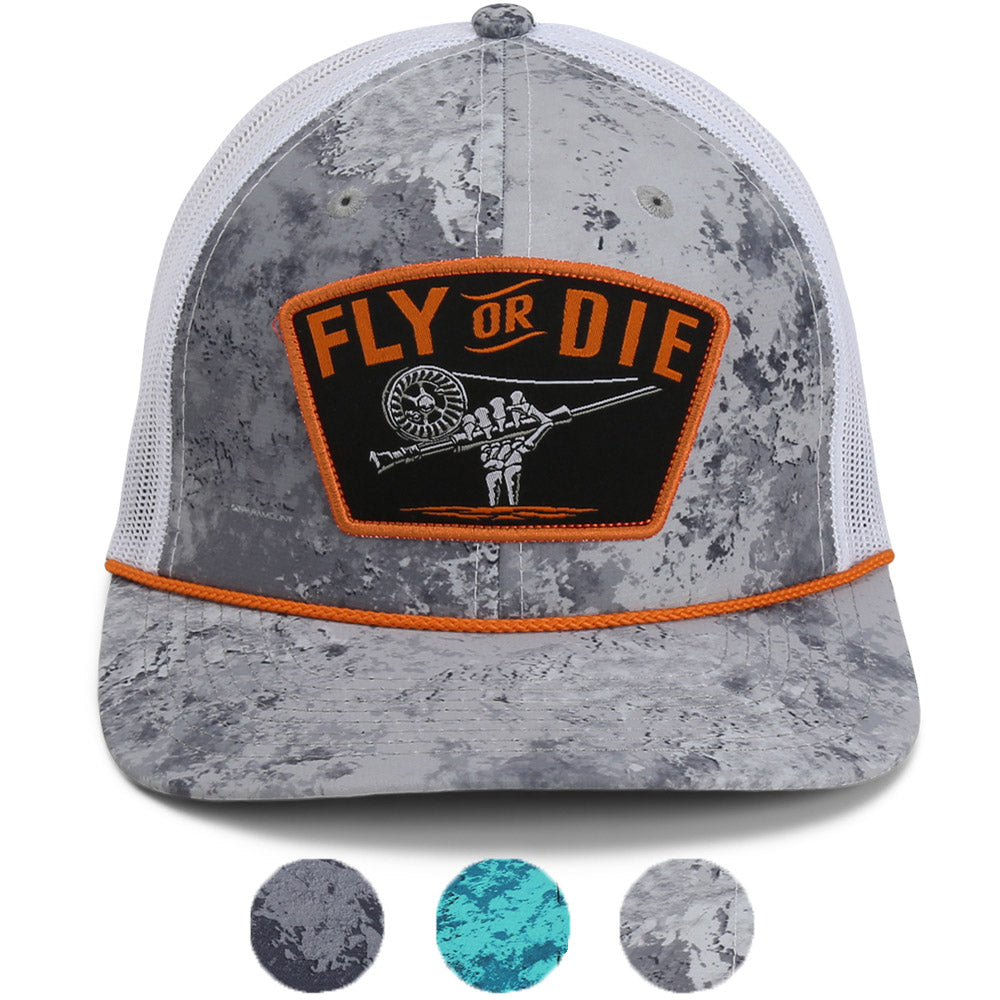 PARAMOUNT OUTDOORS™ Fly or Die Hat Fly Fishing Mesh Back Rope Cap Headwear