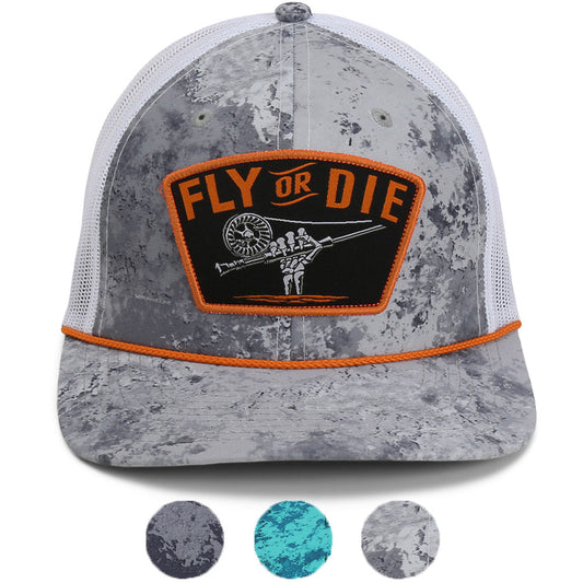 PARAMOUNT OUTDOORS™ Fly or Die Hat Fly Fishing Mesh Back Rope Cap Headwear