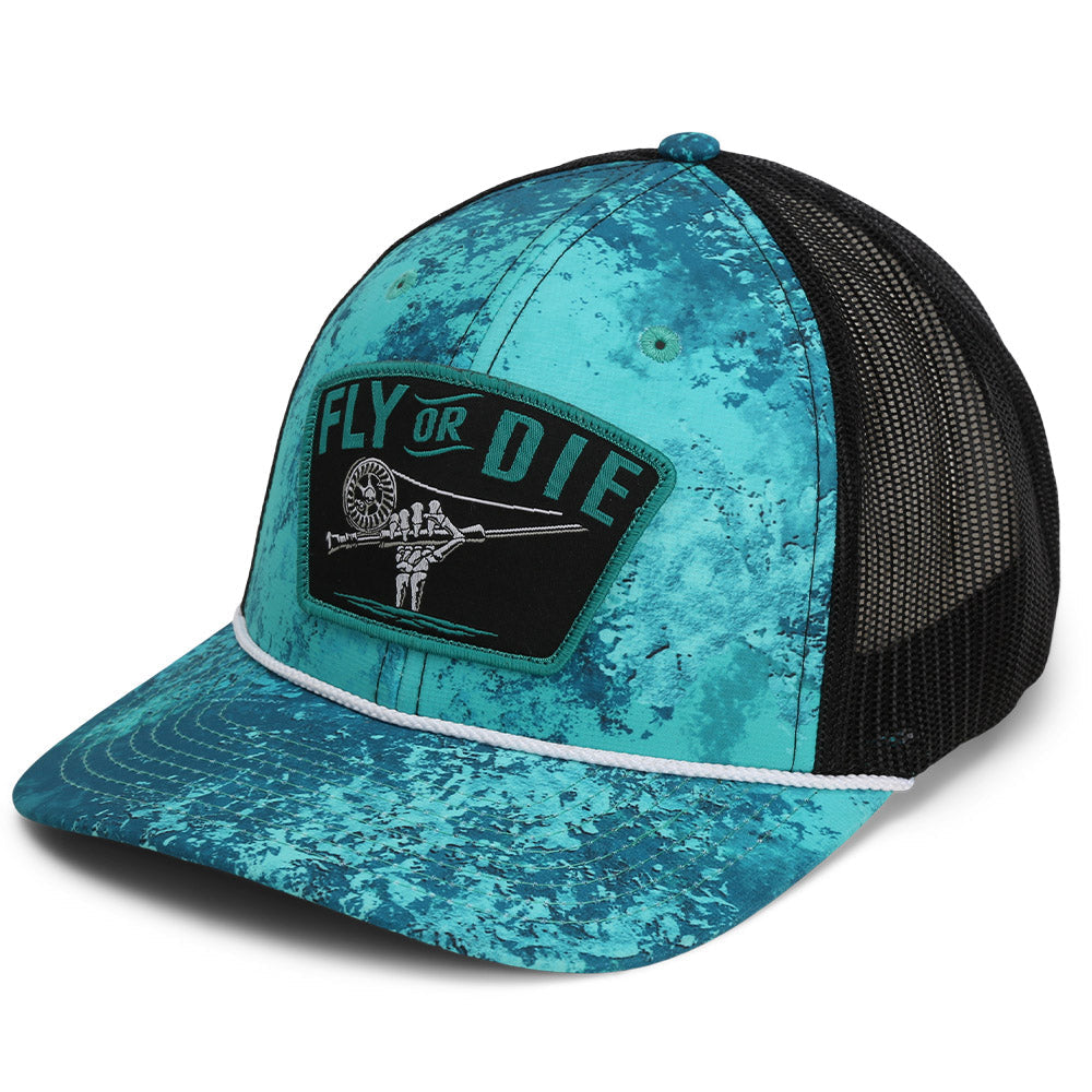 PARAMOUNT OUTDOORS™ Fly or Die Hat Fly Fishing Mesh Back Rope Cap Headwear