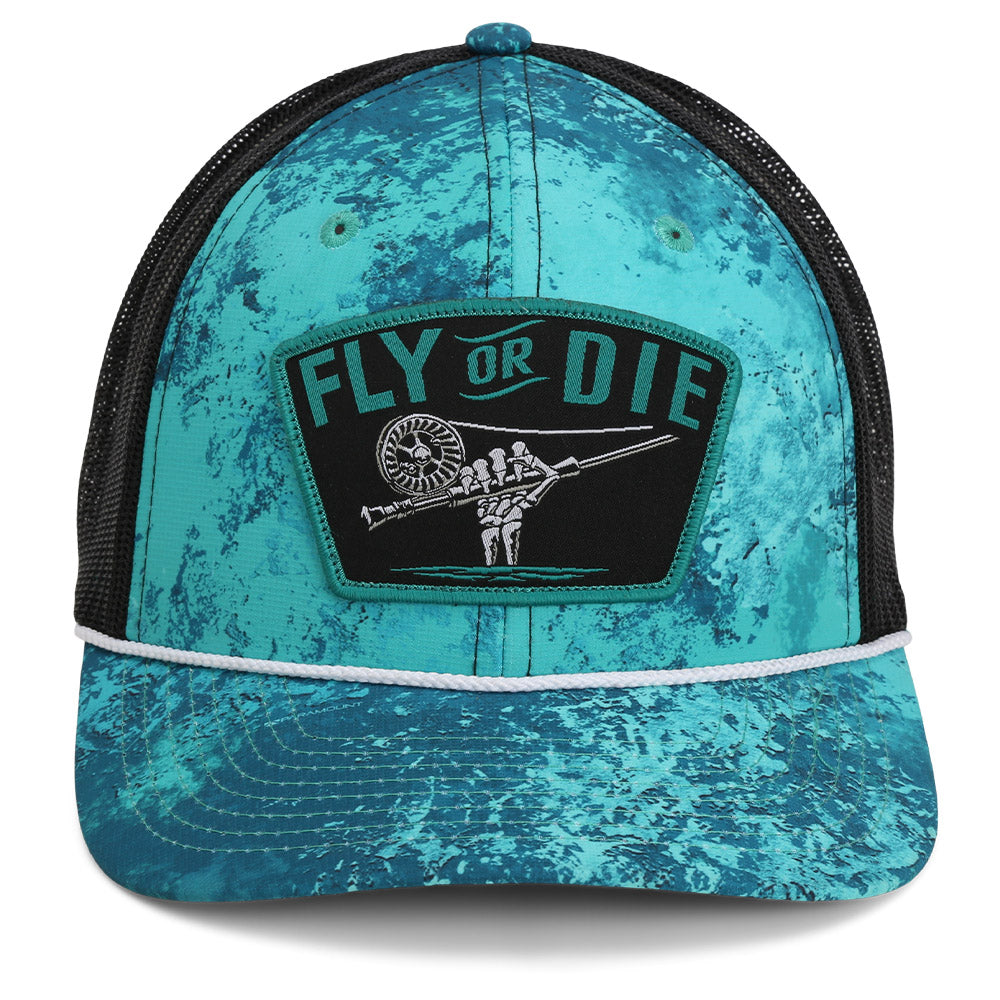 PARAMOUNT OUTDOORS™ Fly or Die Hat Fly Fishing Mesh Back Rope Cap Headwear
