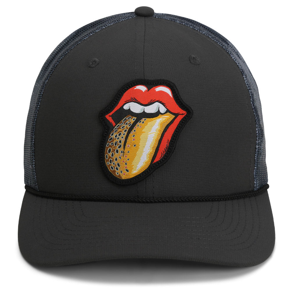 PARAMOUNT OUTDOORS™ Trout Tongue Fly Fishing Hat Patch Mesh Back Rope Cap Headwear