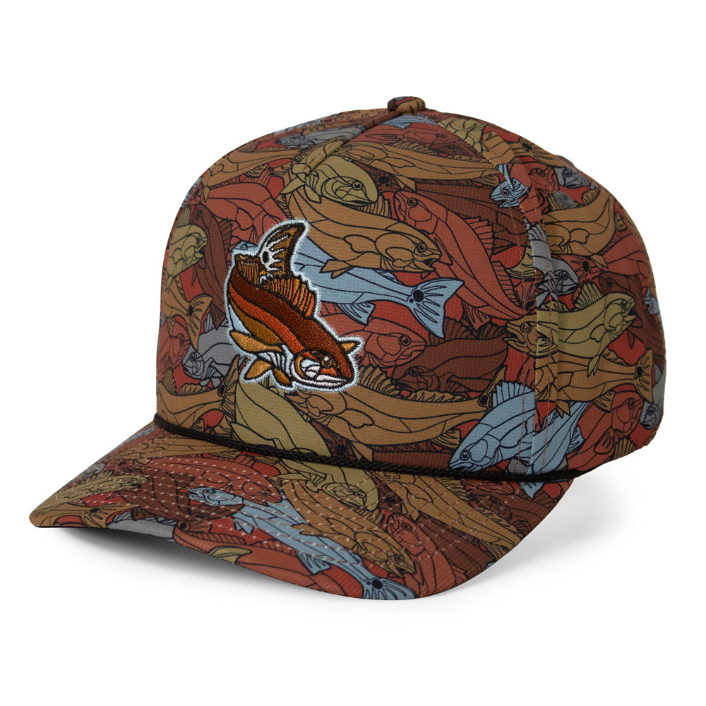 PARAMOUNT OUTDOORS™ Redfish Stained Glass 5-Panel Trucker Rope Cap Headwear