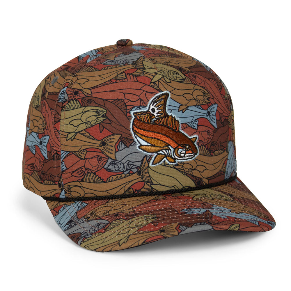 PARAMOUNT OUTDOORS™ Redfish Stained Glass 5-Panel Trucker Rope Cap Headwear
