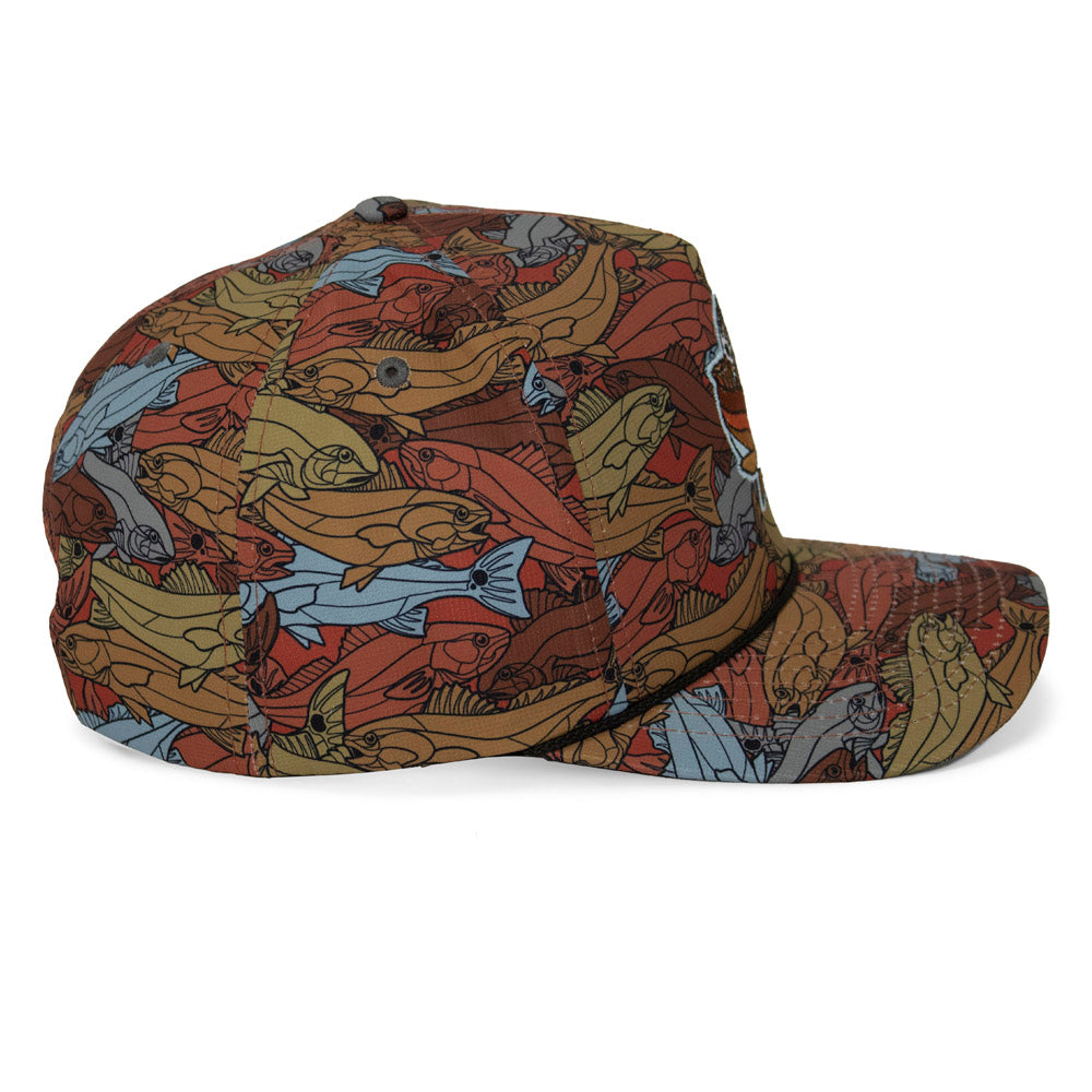 PARAMOUNT OUTDOORS™ Redfish Stained Glass 5-Panel Trucker Rope Cap Headwear