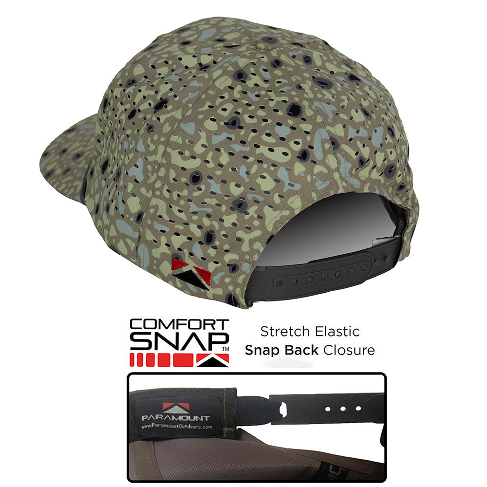 PARAMOUNT OUTDOORS™ Big Foot Squatch Perforated Fishing 6-Panel Rope Cap Tan Headwear