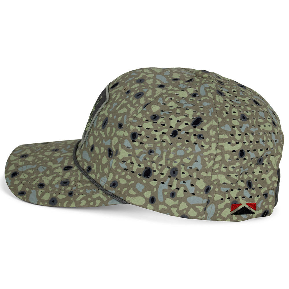 PARAMOUNT OUTDOORS™ Big Foot Squatch Perforated Fishing 6-Panel Rope Cap Tan Headwear