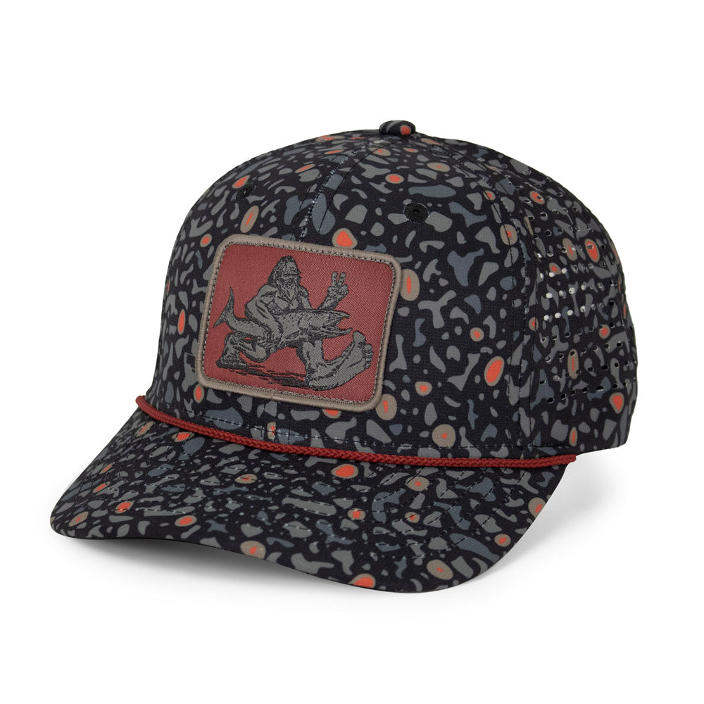 PARAMOUNT OUTDOORS™ Big Foot Squatch Perforated Fishing 6-Panel Rope Cap Headwear