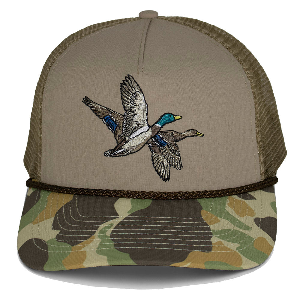 PARAMOUNT OUTDOORS™ Mallard Drake Pair Old School Camo 5-Panel Trucker