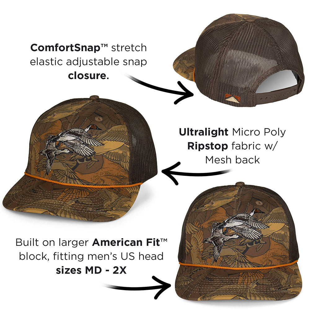PARAMOUNT OUTDOORS™ Pintail Pair Duck Hat Waterfowl Print 6-Panel Rope Cap Headwear