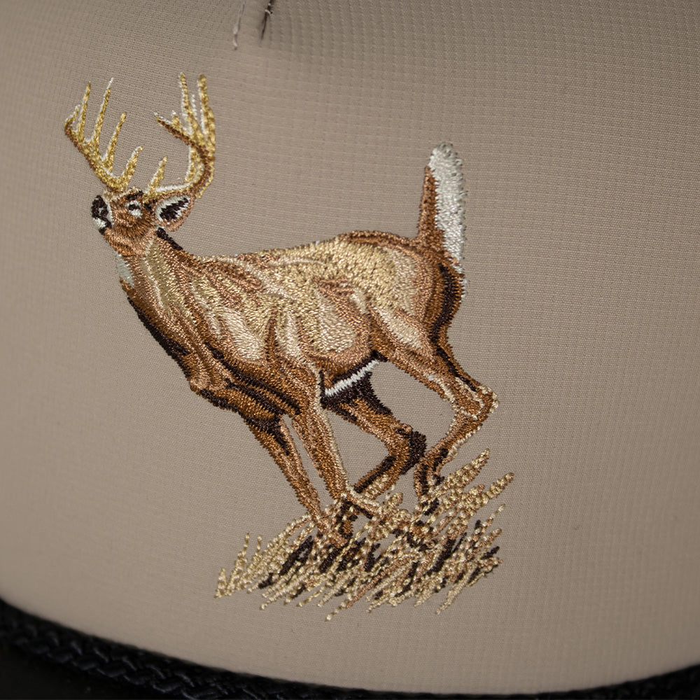 PARAMOUNT OUTDOORS™ Running Deer 5-Panel Wax Cloth Visor Trucker Hat