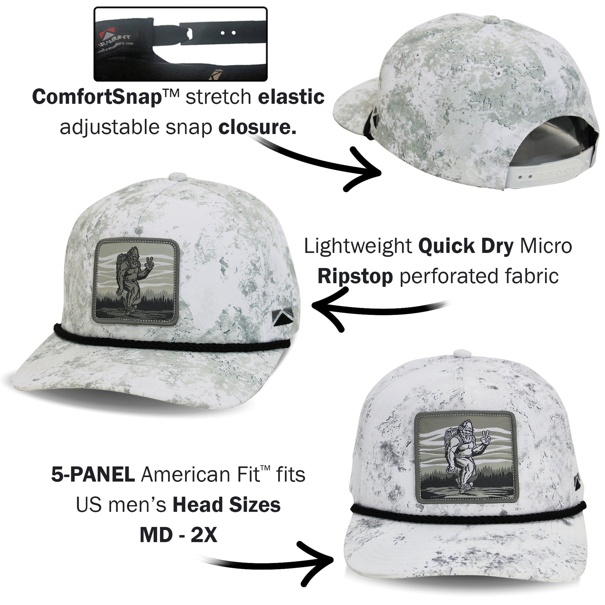PARAMOUNT OUTDOORS™ Bigfoot Backpacker 5-Panel Rope Cap Headwear