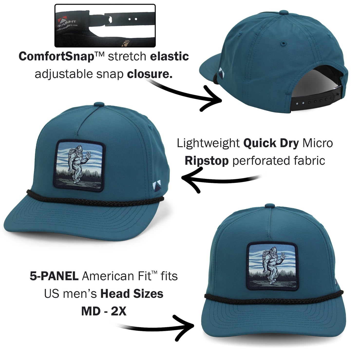 PARAMOUNT OUTDOORS™ Bigfoot Backpacker 5-Panel Rope Cap Headwear