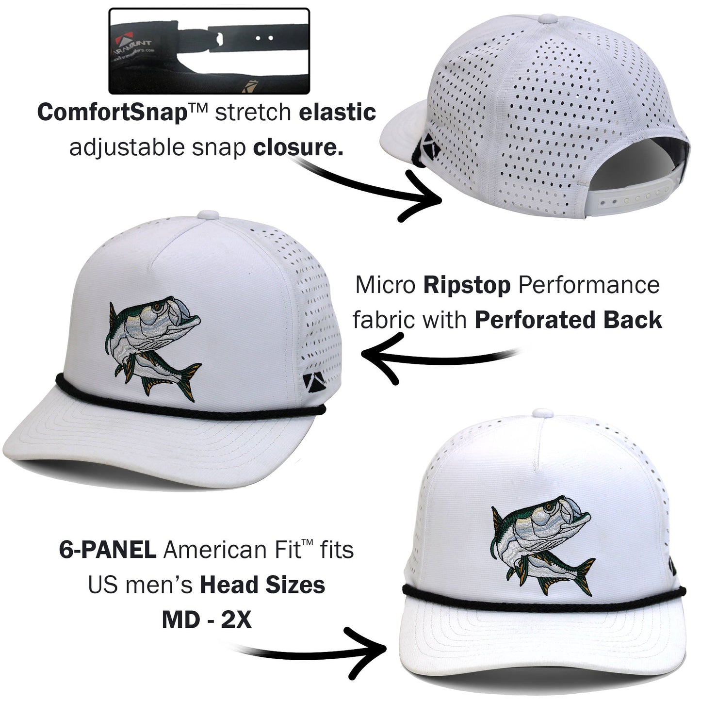 PARAMOUNT OUTDOORS™ TARPOON 5-Panel Perforated Performance Rope Cap Headwear