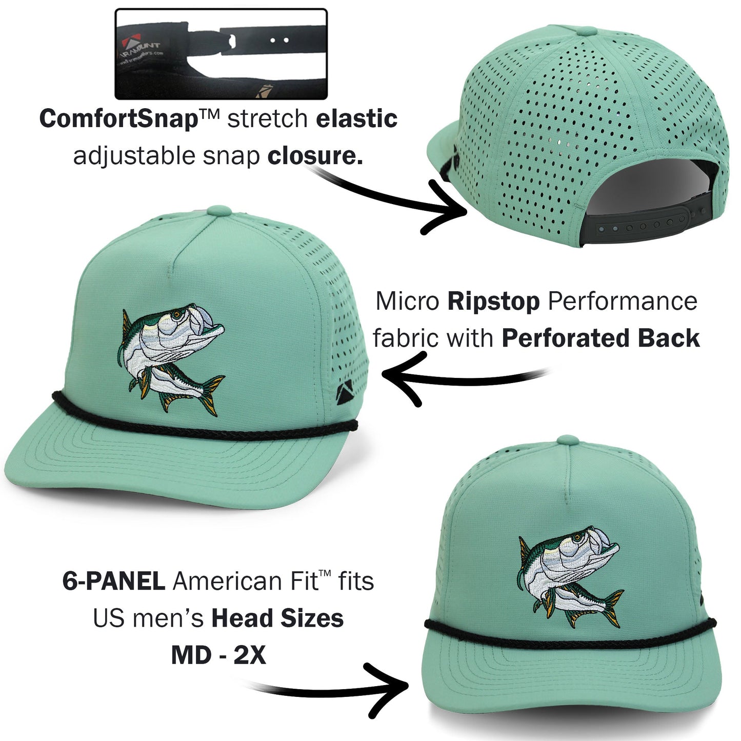 PARAMOUNT OUTDOORS™ TARPOON 5-Panel Perforated Performance Rope Cap Headwear