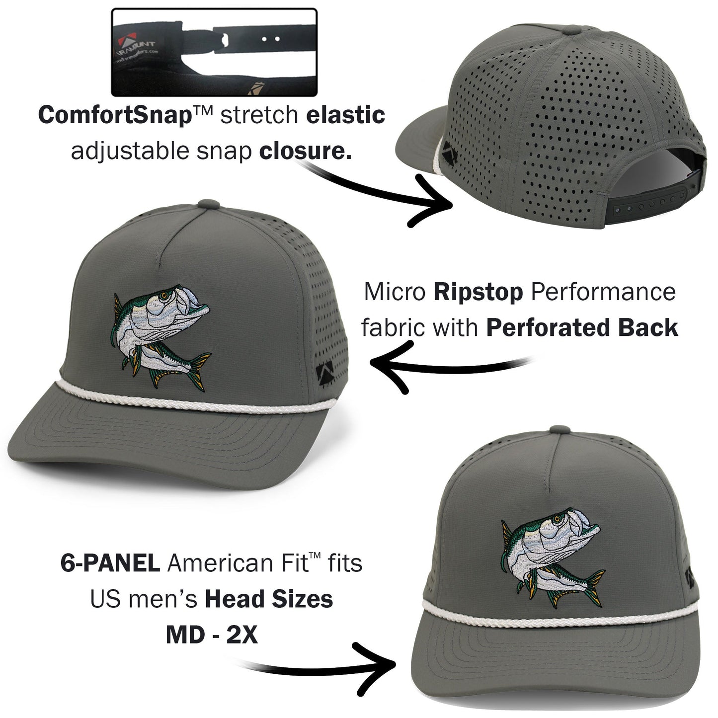 PARAMOUNT OUTDOORS™ TARPOON 5-Panel Perforated Performance Rope Cap Headwear