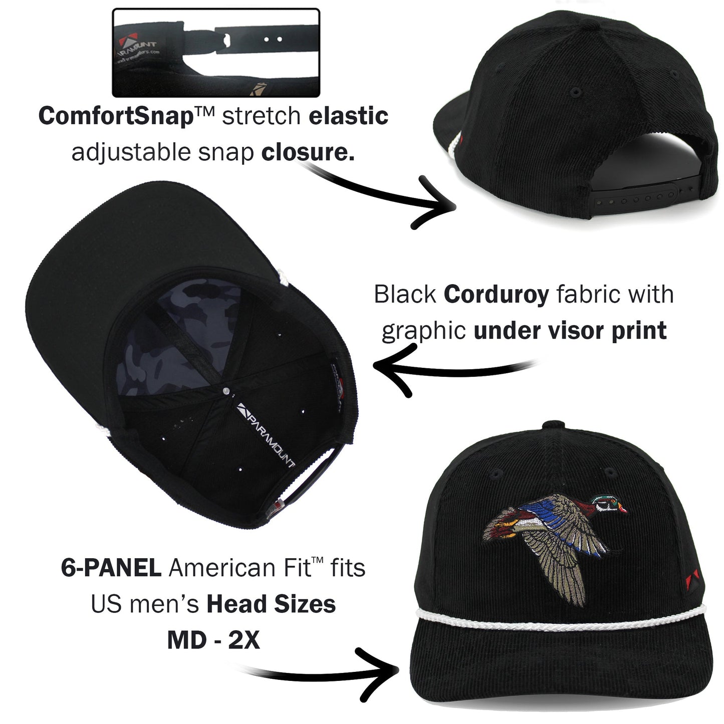 PARAMOUNT OUTDOORS™ Corduroy Wood Duck 6-Panel Performance Cap Headwear