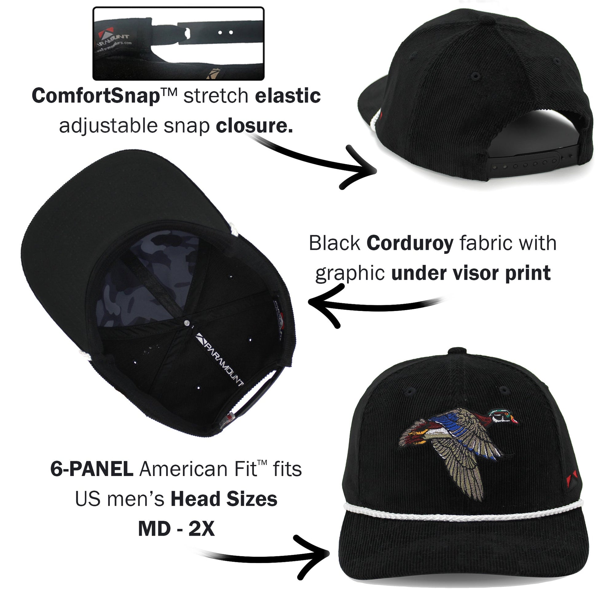 PARAMOUNT OUTDOORS™ Corduroy Wood Duck 6-Panel Performance Cap Headwear