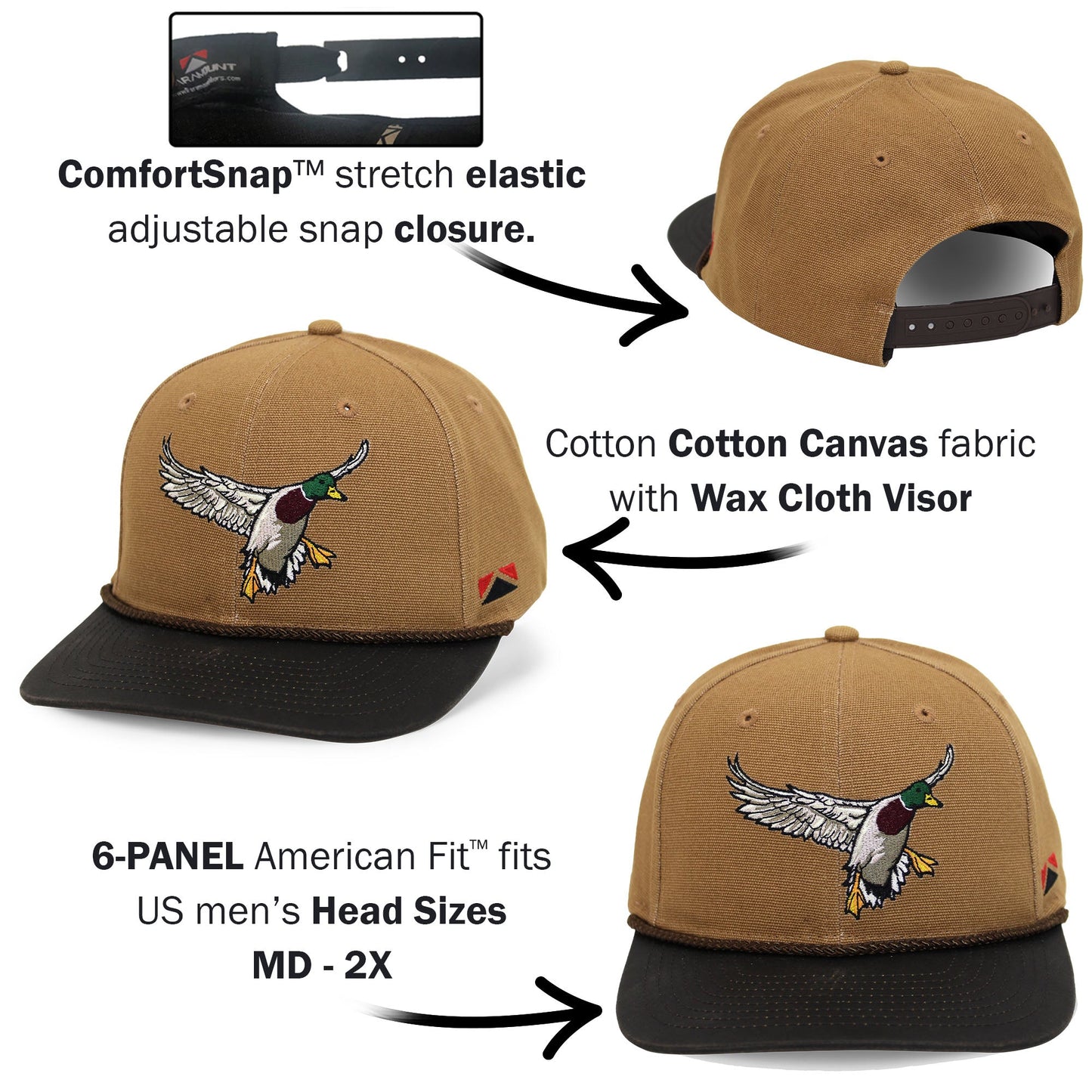 PARAMOUNT OUTDOORS™ Canvas Mallard Drake Duck Hat with Wax Cloth Visor Headwear
