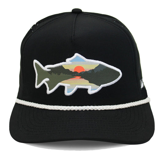 PARAMOUNT OUTDOORS™ Sunset Fish Silhouette 5-Panel Performance Rope Cap Headwear