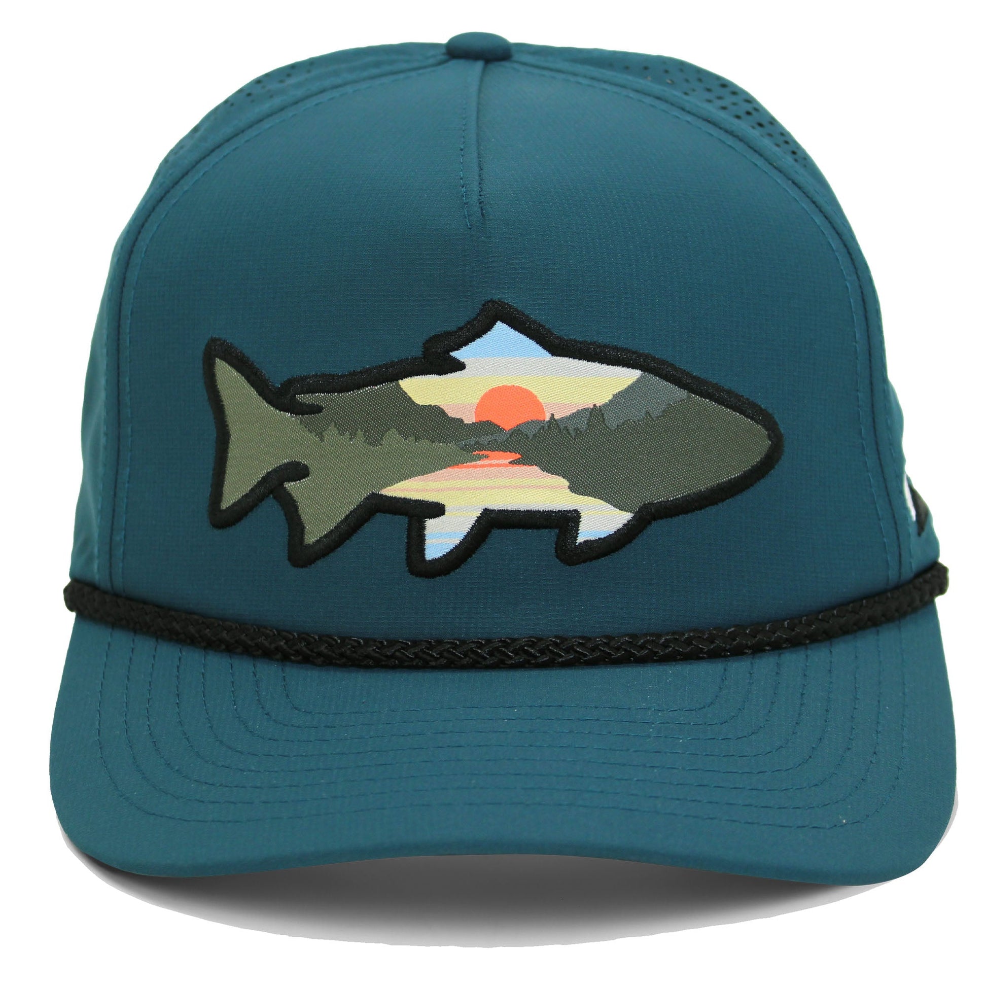 PARAMOUNT OUTDOORS™ Sunset Fish Silhouette 5-Panel Performance Rope Cap Headwear