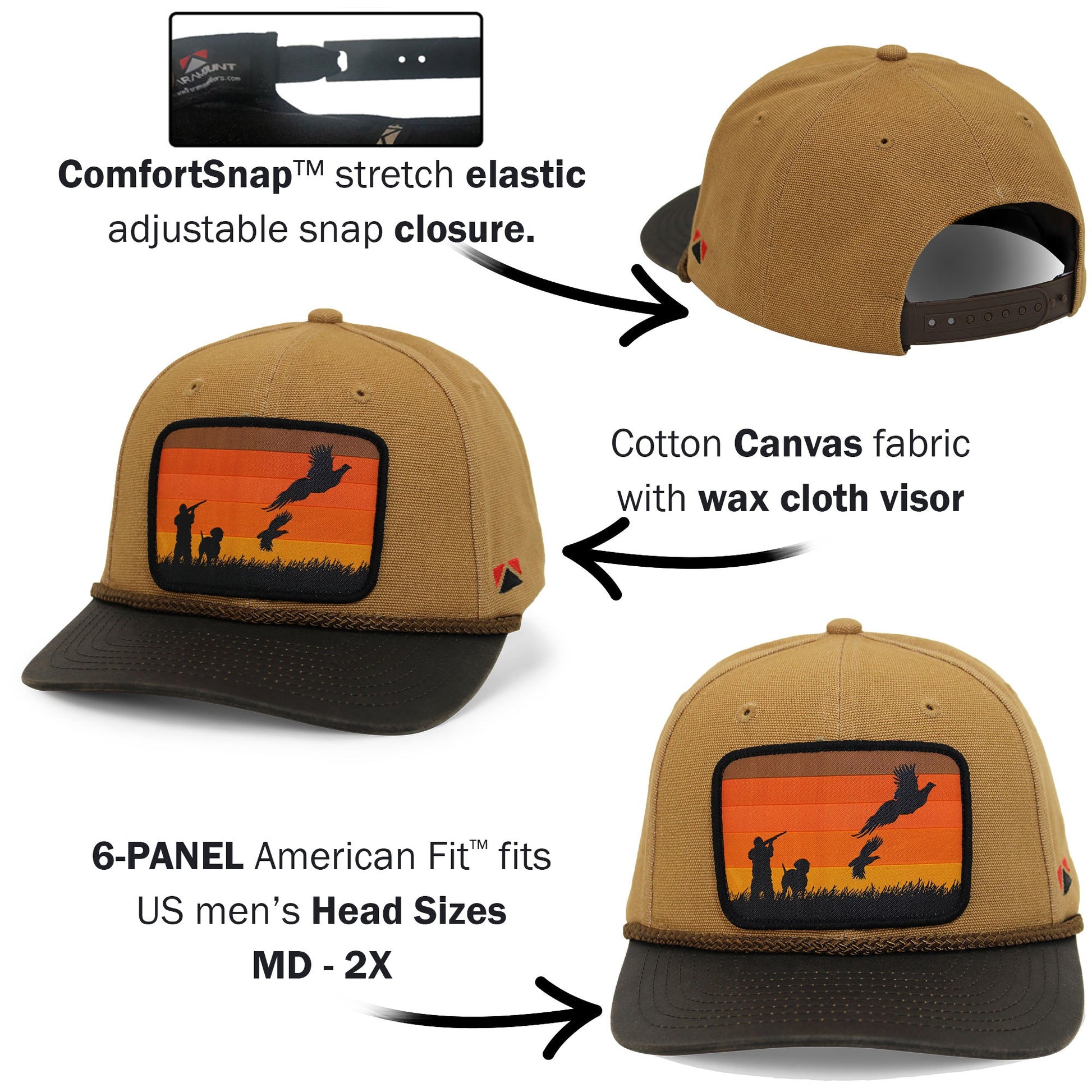 PARAMOUNT OUTDOORS™ Canvas Upland Flush Patch Hat with Wax Cloth Visor Headwear