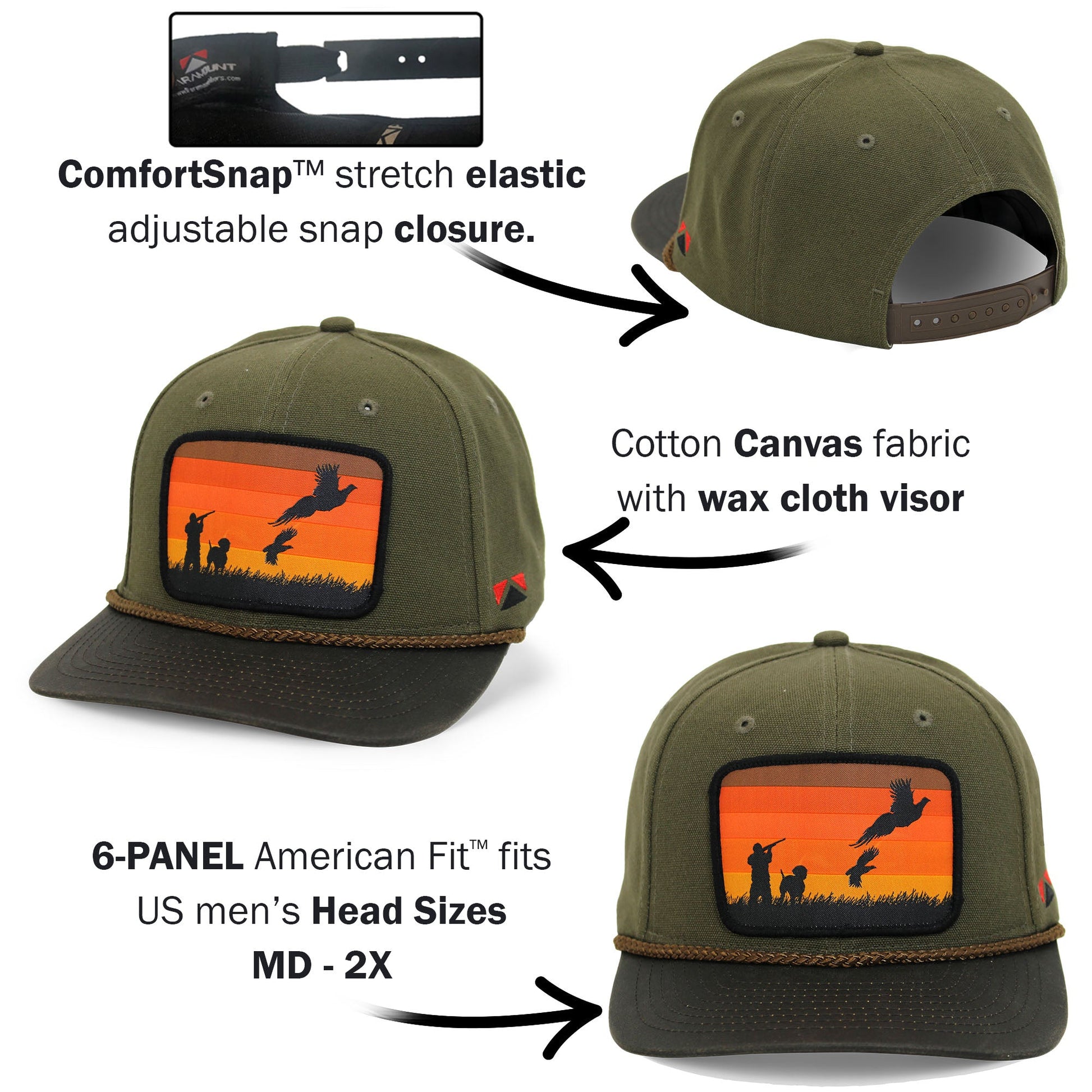 PARAMOUNT OUTDOORS™ Canvas Upland Flush Patch Hat with Wax Cloth Visor Headwear